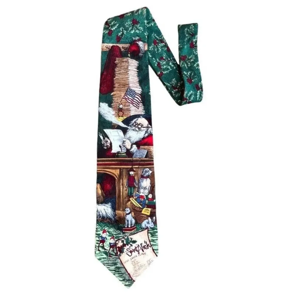 Vintage Corporate Casual By Van Heusen Mens Tie Christmas‎ Americana Series 100%